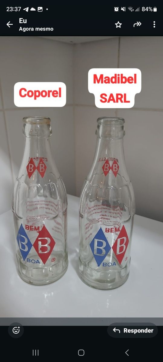 Garrafas pirogravadas de refrigerante BB Bem Boa (Coporel e Madibel)