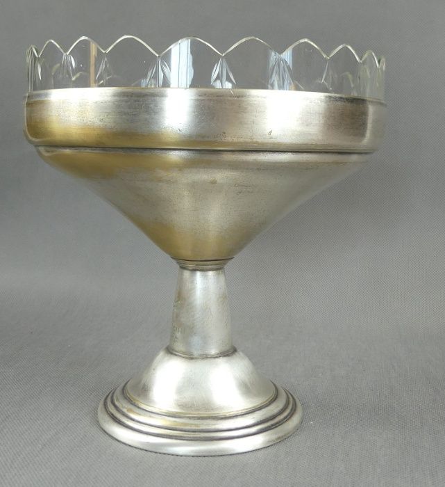 PATERA z kryształowym wkładem - mosiądz srebrzony