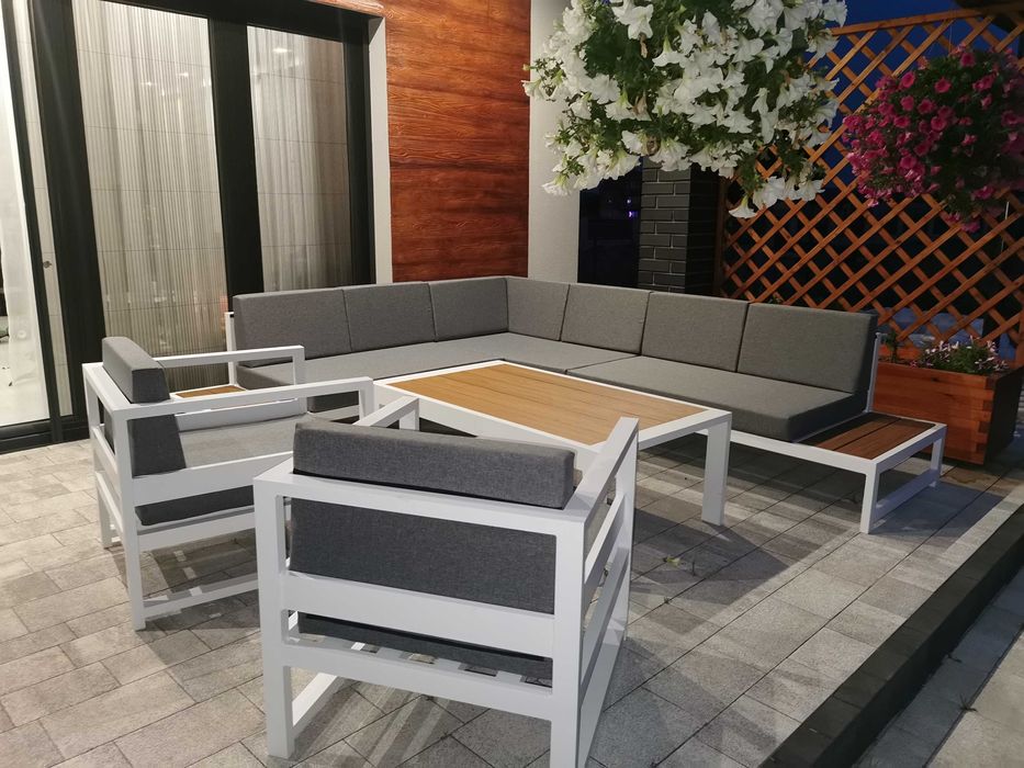 Aluminiowe meble tarasowe ogrodowe nowoczesne gruby profil