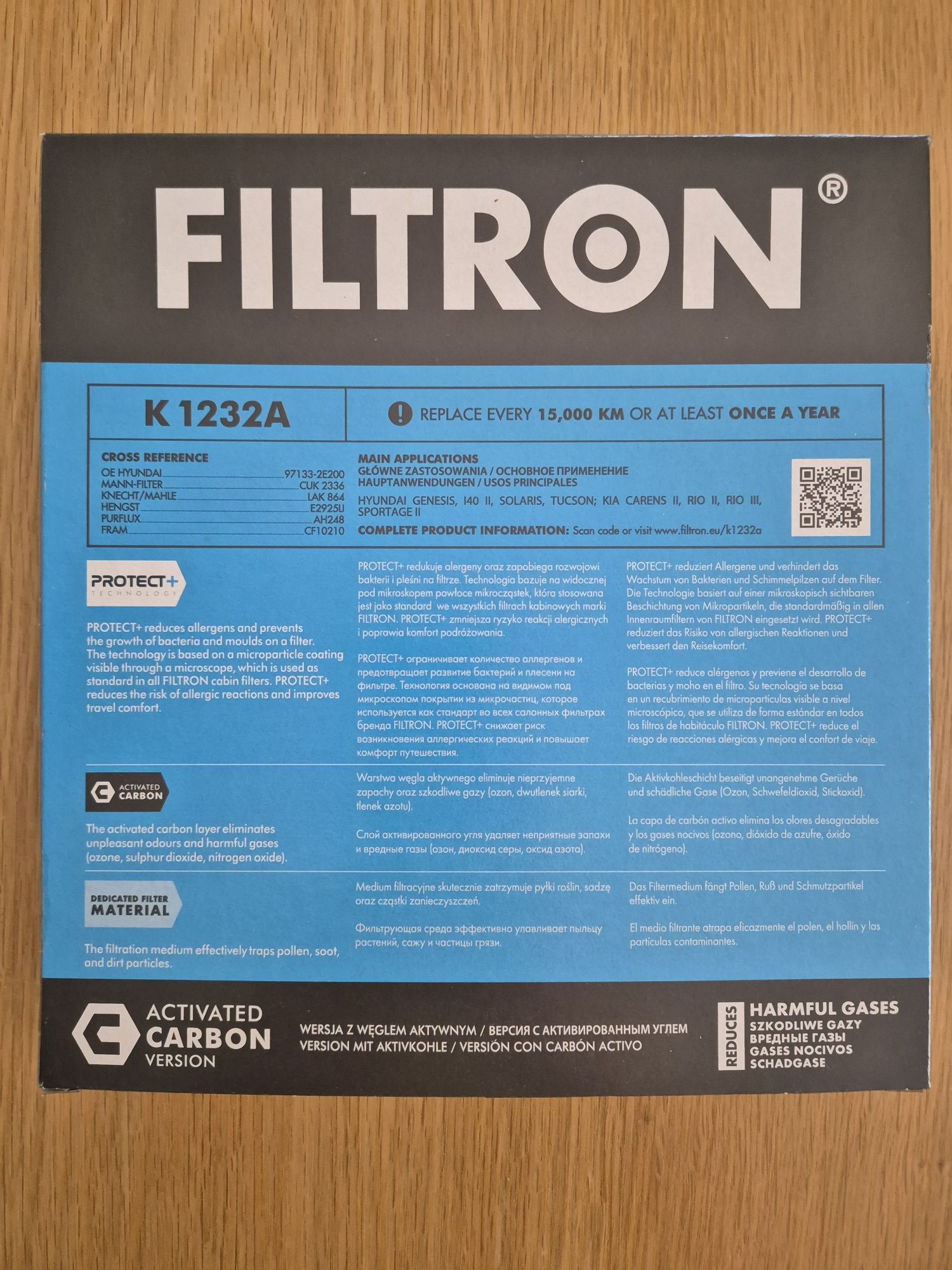 Nowy filtr kabinowy Filtron K1232A Kia Carens, Rio, Sportage, Hyundai