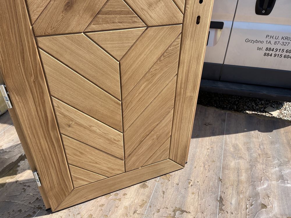 Drzwi zewnętrzne drewniane DĘBOWE Olejowane