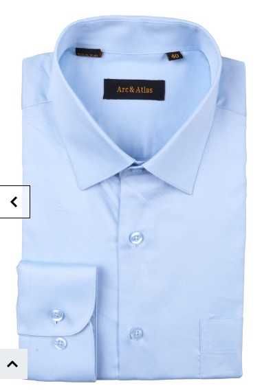 Рубашка мужская классика однотонная цвет голубой с длинным рукавом