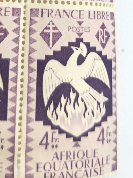 Znaczek kolonialny Wolnych Francuzów Afryka Równikowa 1941r E. Dulac