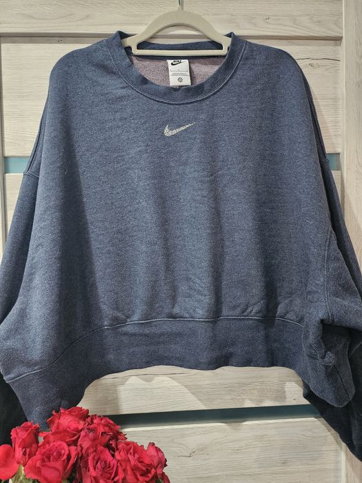 Grafitowa Bluza Nike , batmanka, rozmiar S, oversize, 80% bawełna