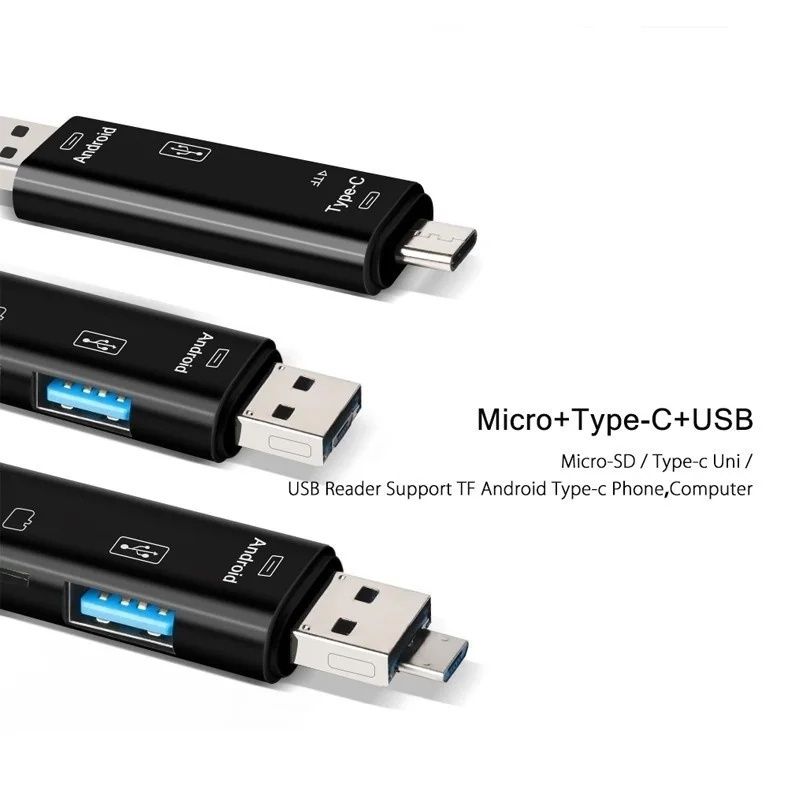 Багатофункціональний адаптер кардрідер 5в1 Type-C Android USB 2.0