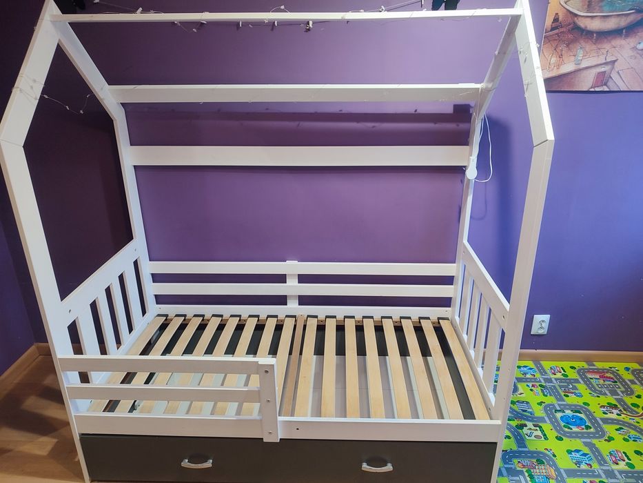 Łóżko domek biało szare