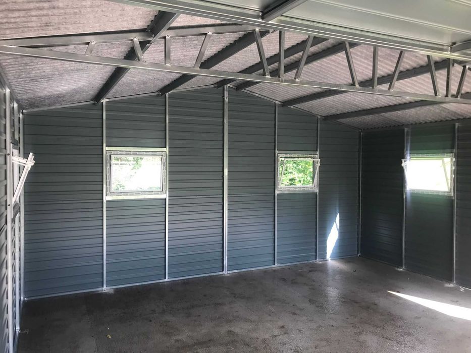 Garaż blaszany premium drewnopodobny 3x5 blachodachówka