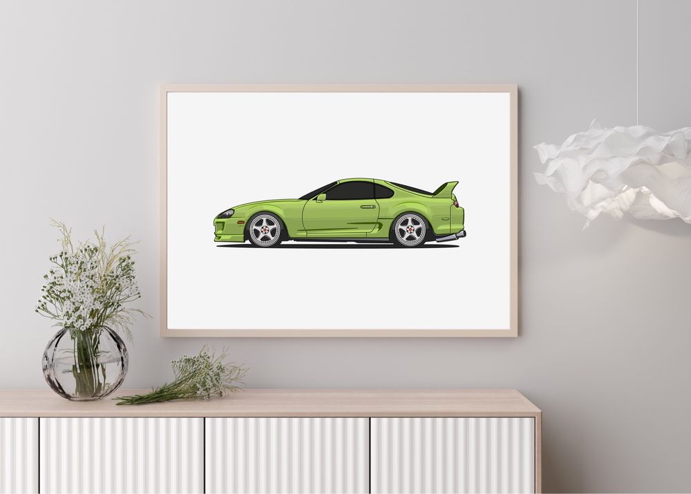 Plakat samochód Toyota Supra mk4, jdm, 40x30 bez ramy