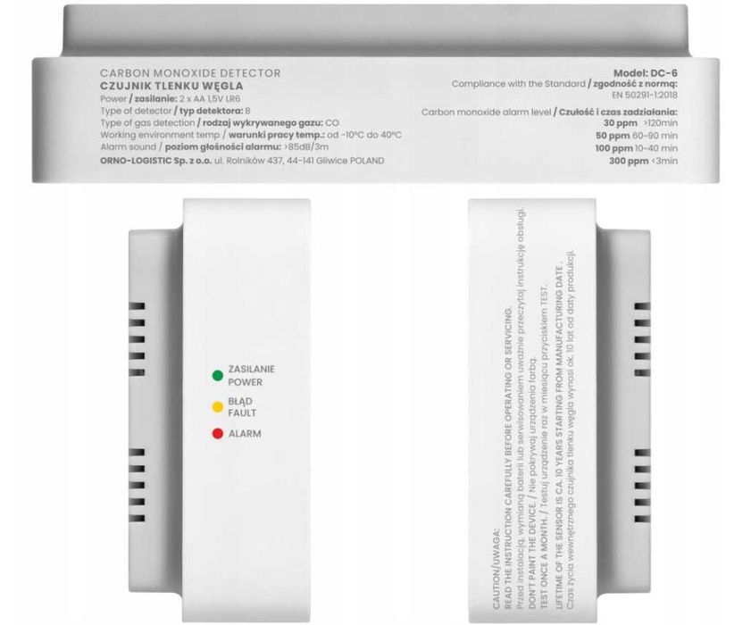 Czujnik Czadu "Tlenku Węgla" Sensor 10 lat NOWY SKUTECZNY