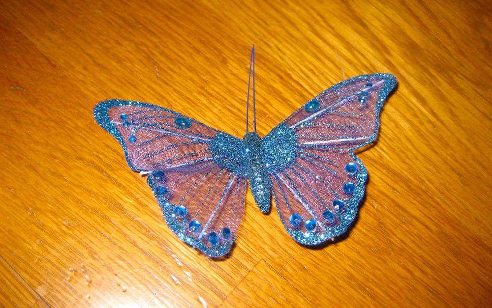 Borboleta Azul para Enfeite ou Decoração c/ Mola