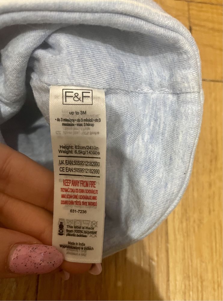 Czapeczka czapka niebieska z uszkami uszami F&F ff 62 w paski