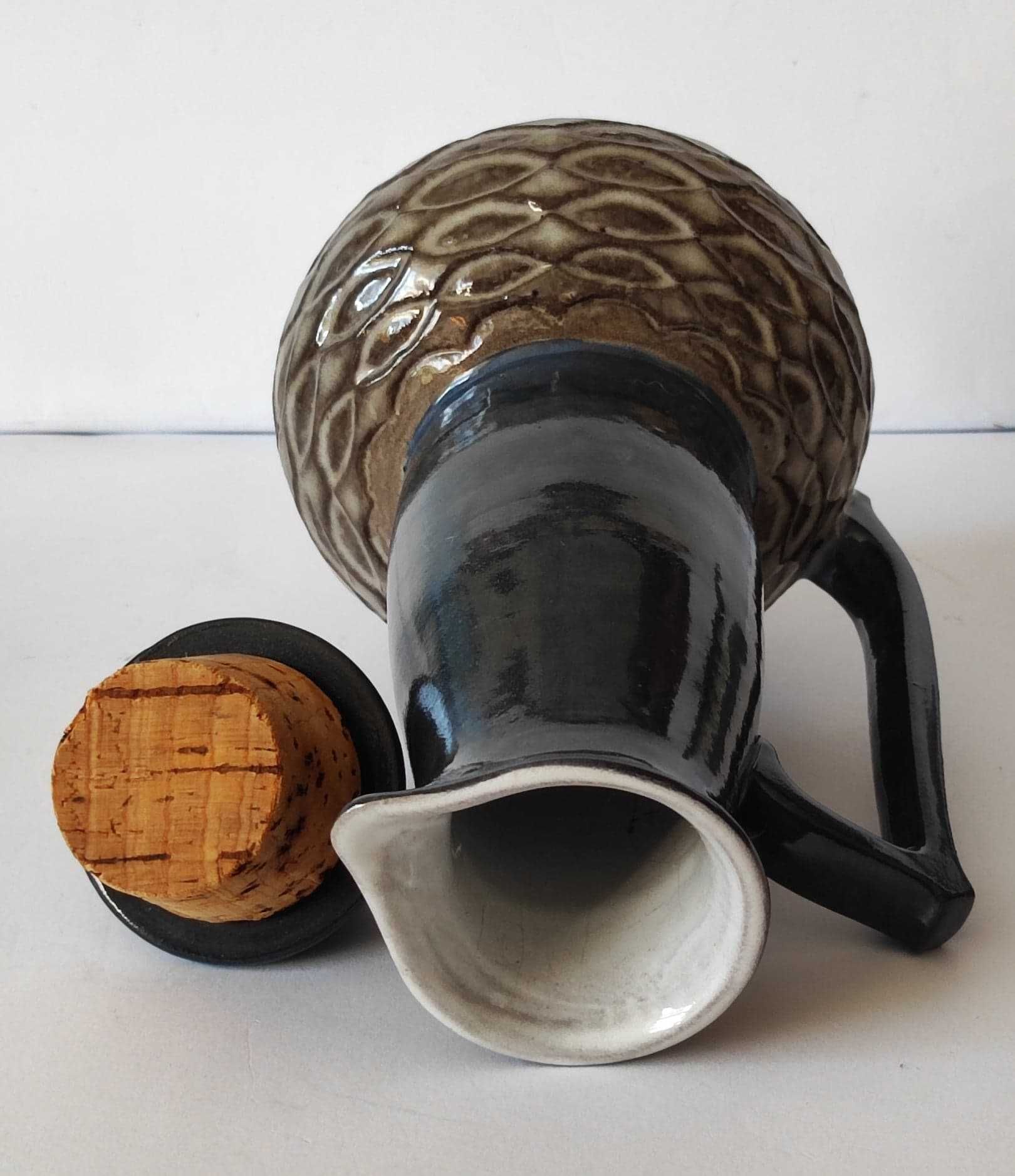 Stary ceramiczny zestaw, karafka i kieliszki, Ceramano 634 Design WGP