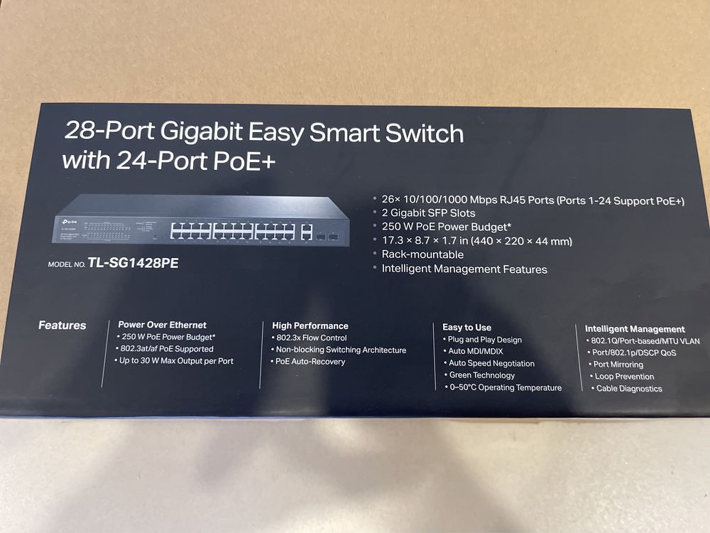 Switch 28 portas Gigabit PoE TP link