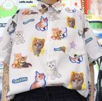 Рубашка унисекс с котятами в американском стиле