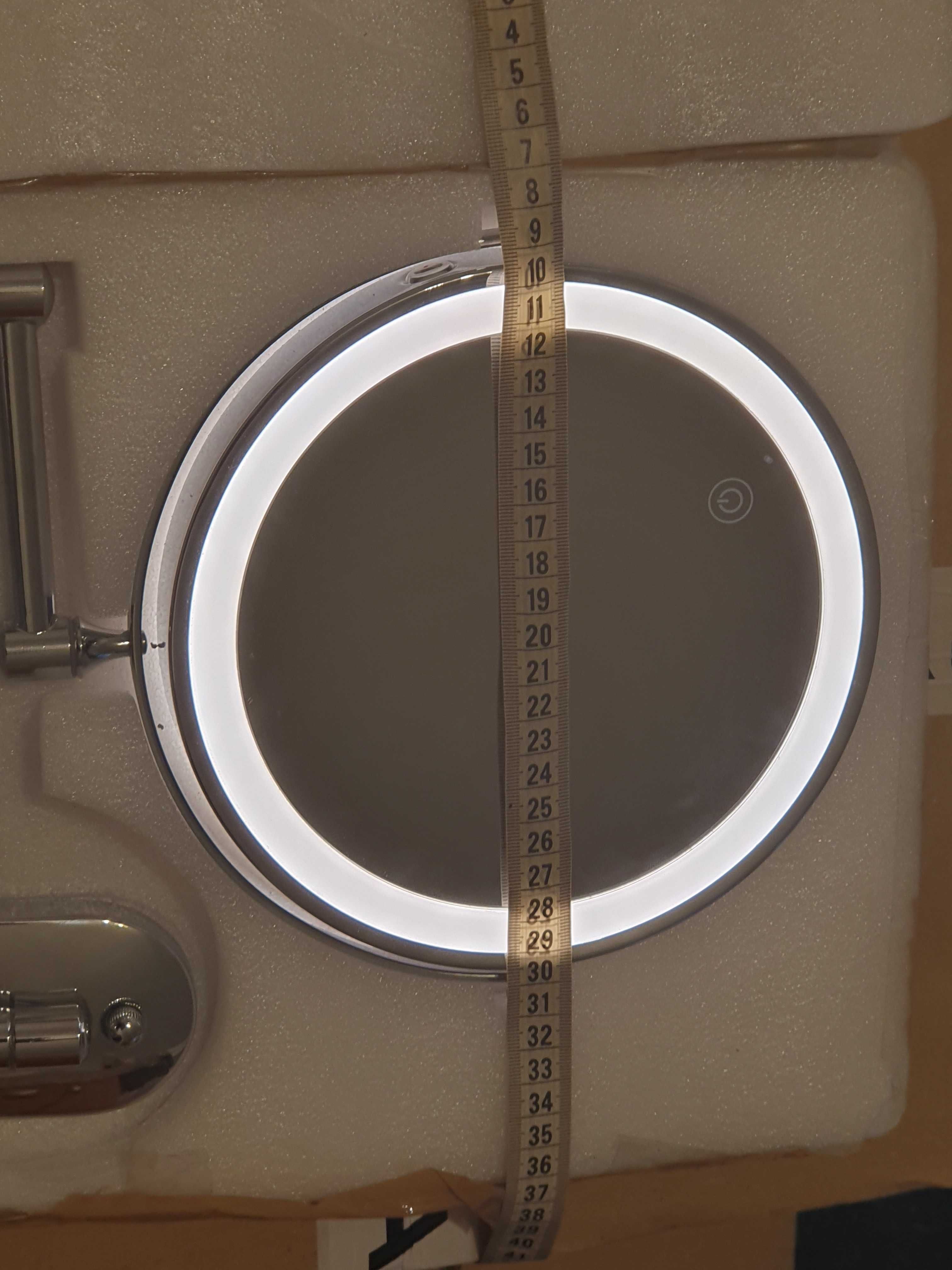 Nowe duże lustro kosmetyczne 20cm z podświetleniem LED i  lupa