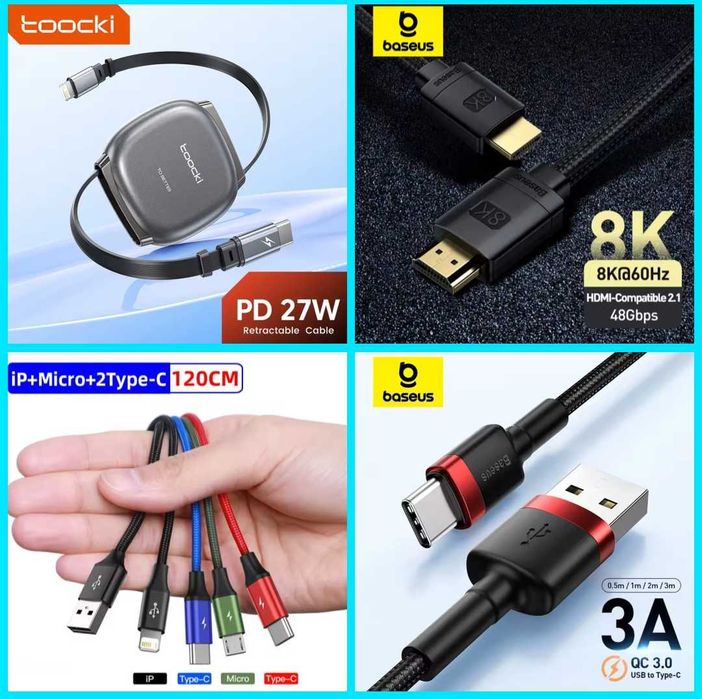 Кабель Baseus HDMI 8K, кабель Type-C