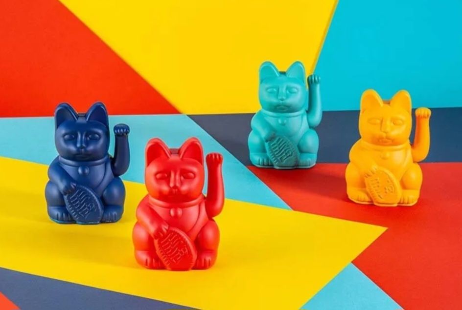 Figurka Lucky cat szczęśliwy kot japoński żółty