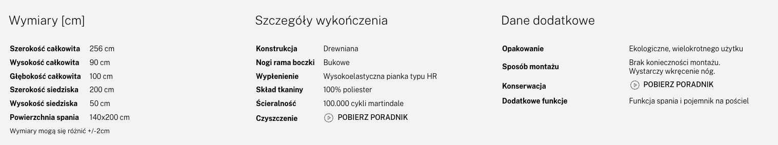 Sofa Boble 3-osobowa z funkcją spania z pojemnikiem na pościel