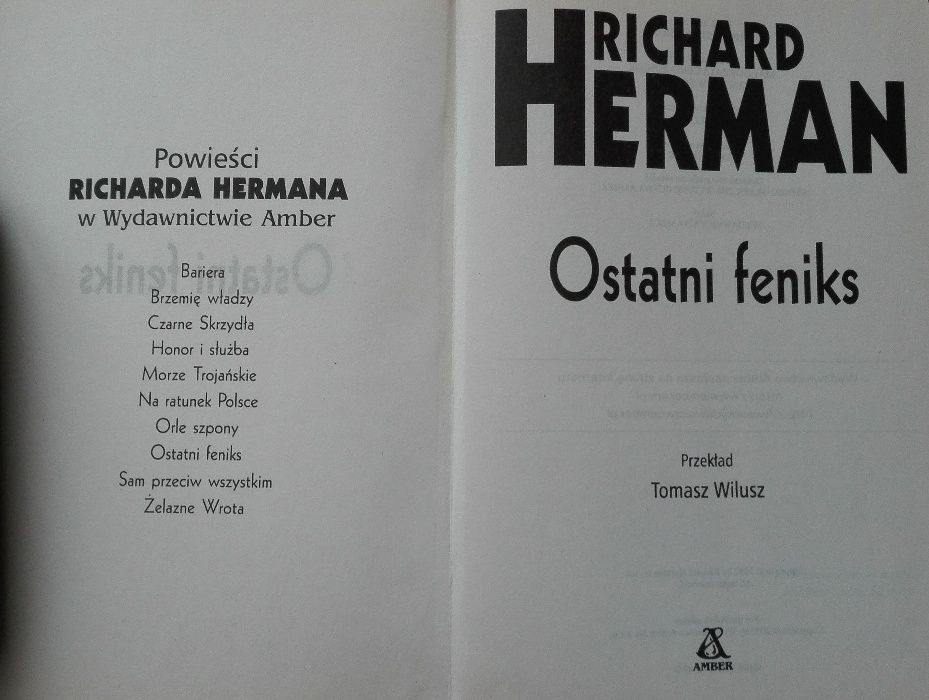 Książka sensacyjna "ostatni feniks" Richard Herman