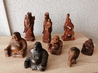Rzeżby - figurki z drewna ,szkatułka
