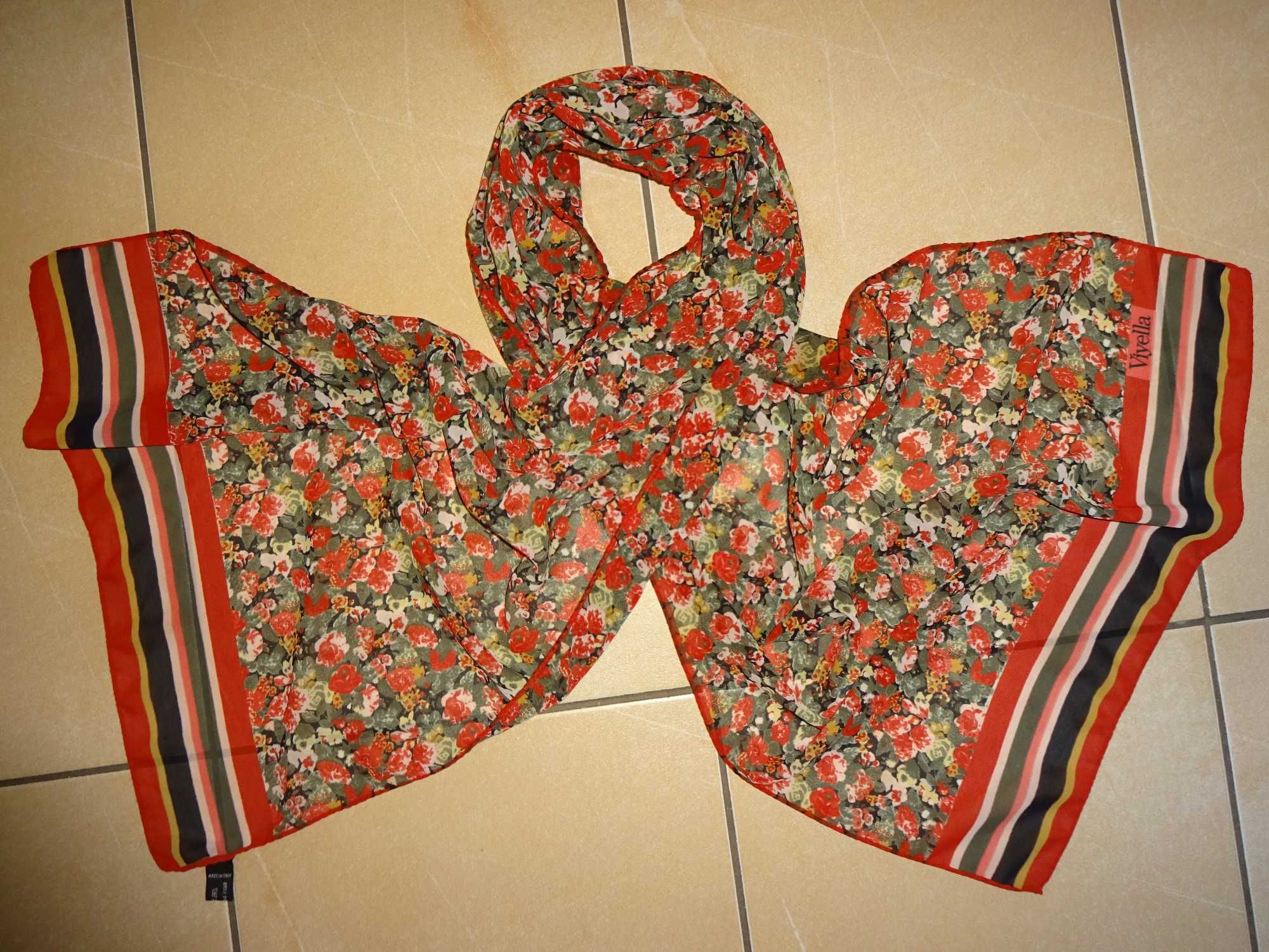 VIYELLA made in Italy nowy kolorowy w kwiaty szal szalik apaszka