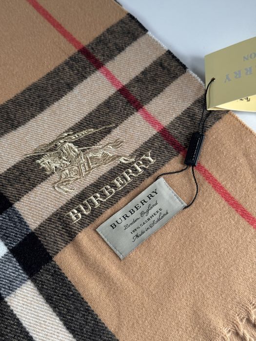 Шарф палантин Burberry кашемір чорний і бежевий
