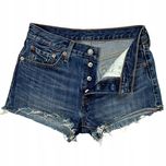 Levis 501 Spodenki Szorty Jeansowe Damskie Wysoki Stan Logo r. W26