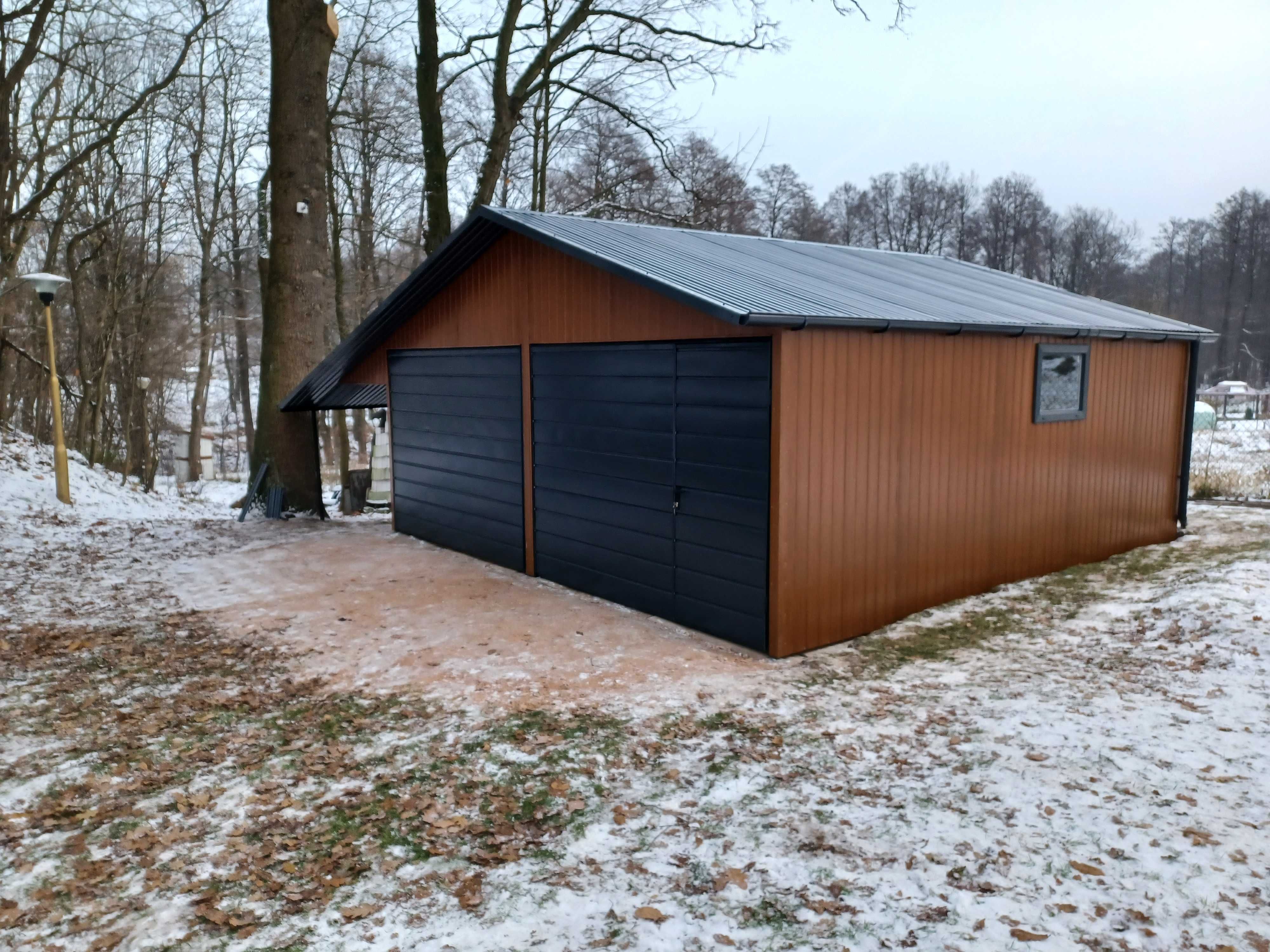 GARAŻ BLASZANY Grafitowy Dwuspadowy - Magazyn - Schowek - ROMSTAL*