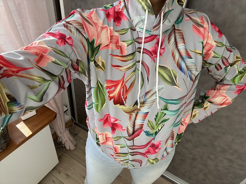 Bluza damska wiosenna w kwiaty kolorowa rozmiar uniwersalny