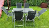 Stół + 6 krzeseł- zestaw mebli ogrodowych wypoczynkowych.