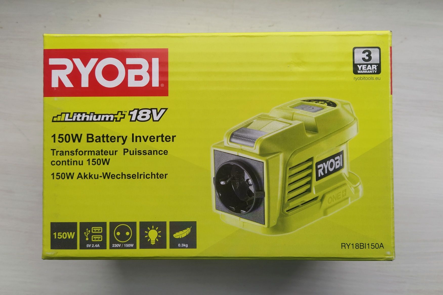 Инвертор Перетворювач напруги Ryobi 18В/230В 150-300Вт