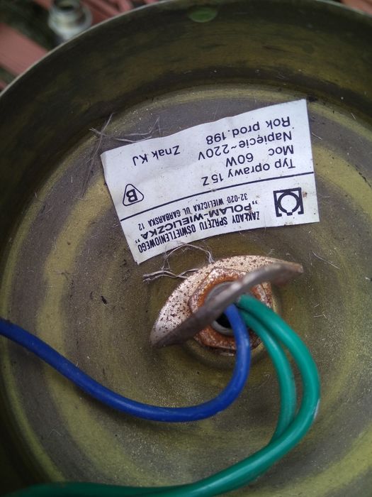 OKAZJA Stara lampa żyrando retro mosiądz porcelana POLAM WIELICZKA PRL