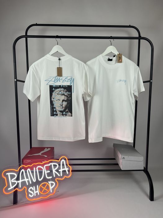 АКЦІЯ! Біла чоловіча футболка Stussy | Крутий дизайн | швидка доставка