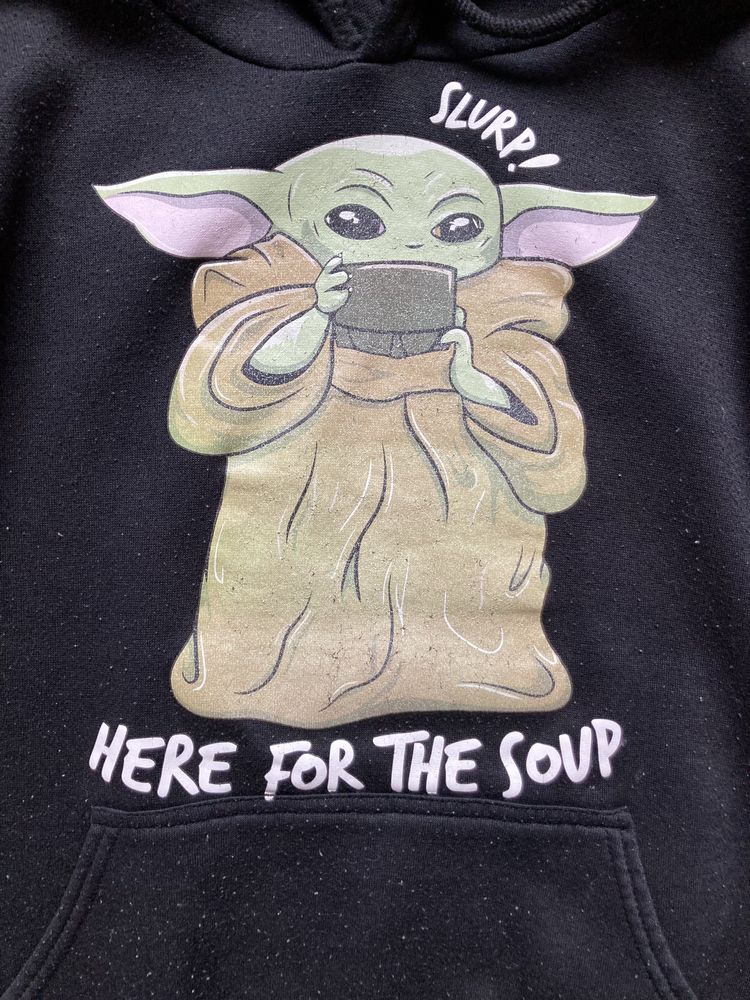 Bluza dresowa z kapturem czarna Yoda r. S