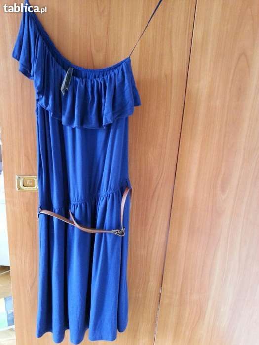 Nowa sukienka kolbatowa/ niebieska z paskiem Stradivarius roz M