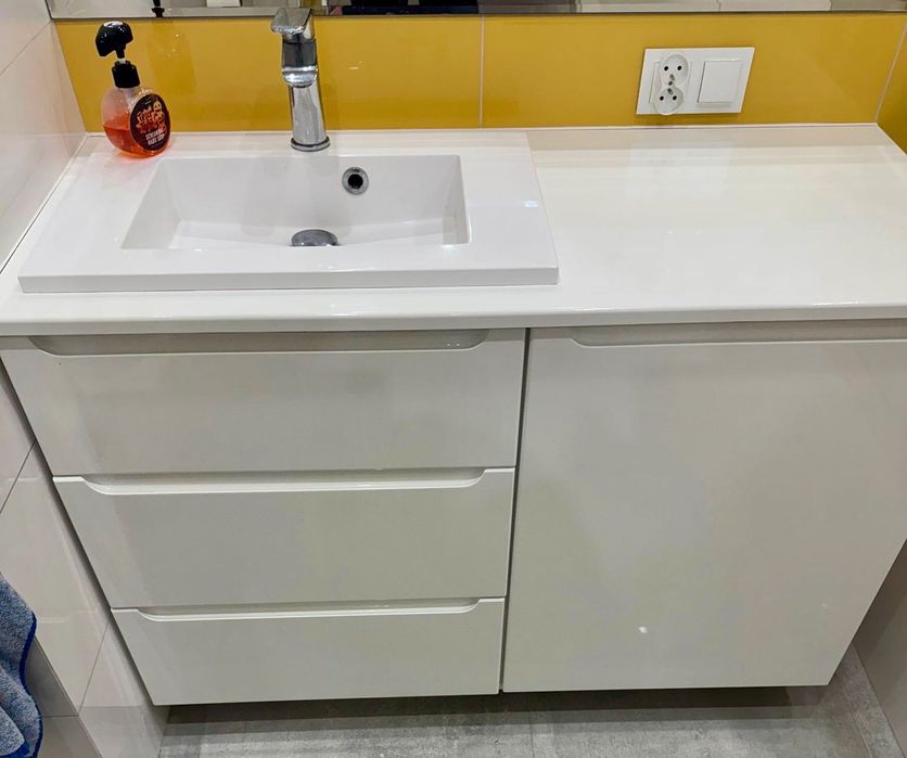 Szafka łazienkowa, pod umywalkę, Biała, używana, umywalka