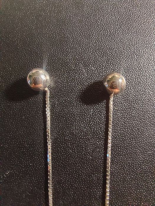 Kolczyki srebrne kulki przeciągane