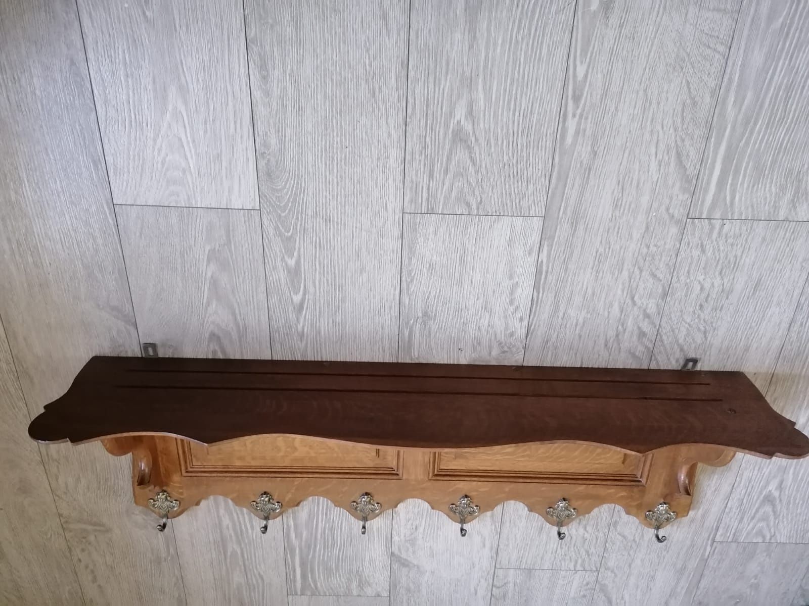Wieszak drewniany ścienny półka   /