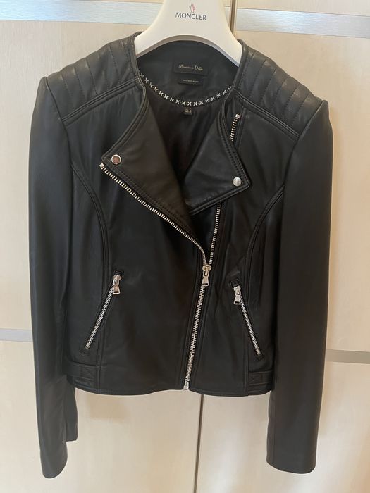 Kurtka skórzana Massimo Dutti, ramoneska, S, czarna, nowa