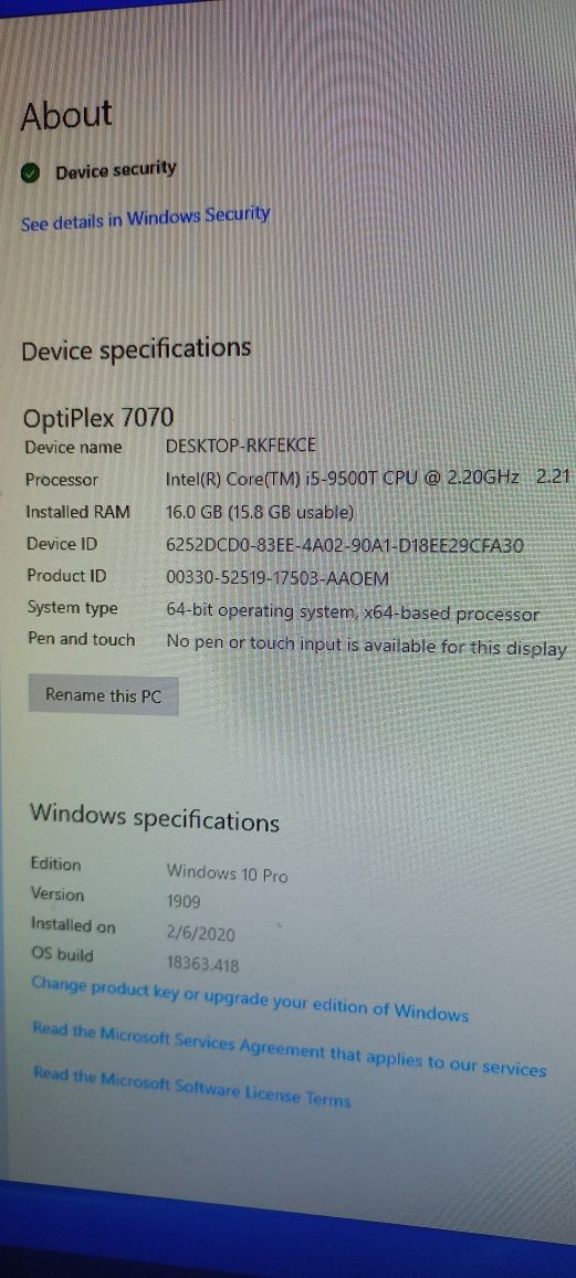 Dell optiplex 7070