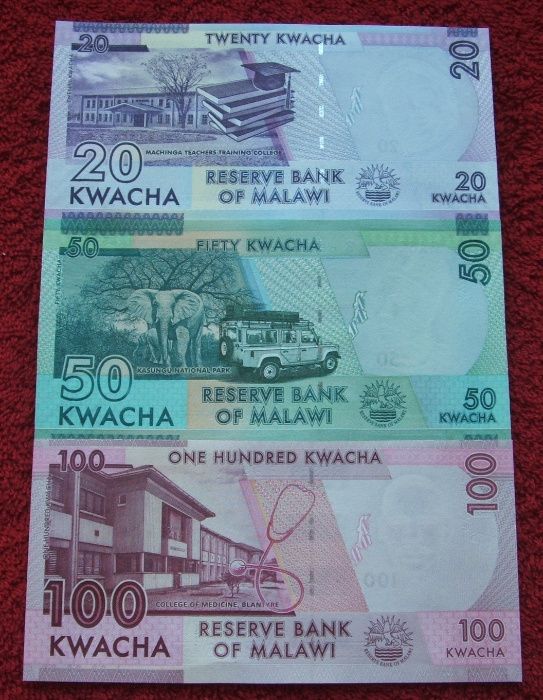 MALAWI Kolekcjonerskie Banknoty - 3 sztuki UNC