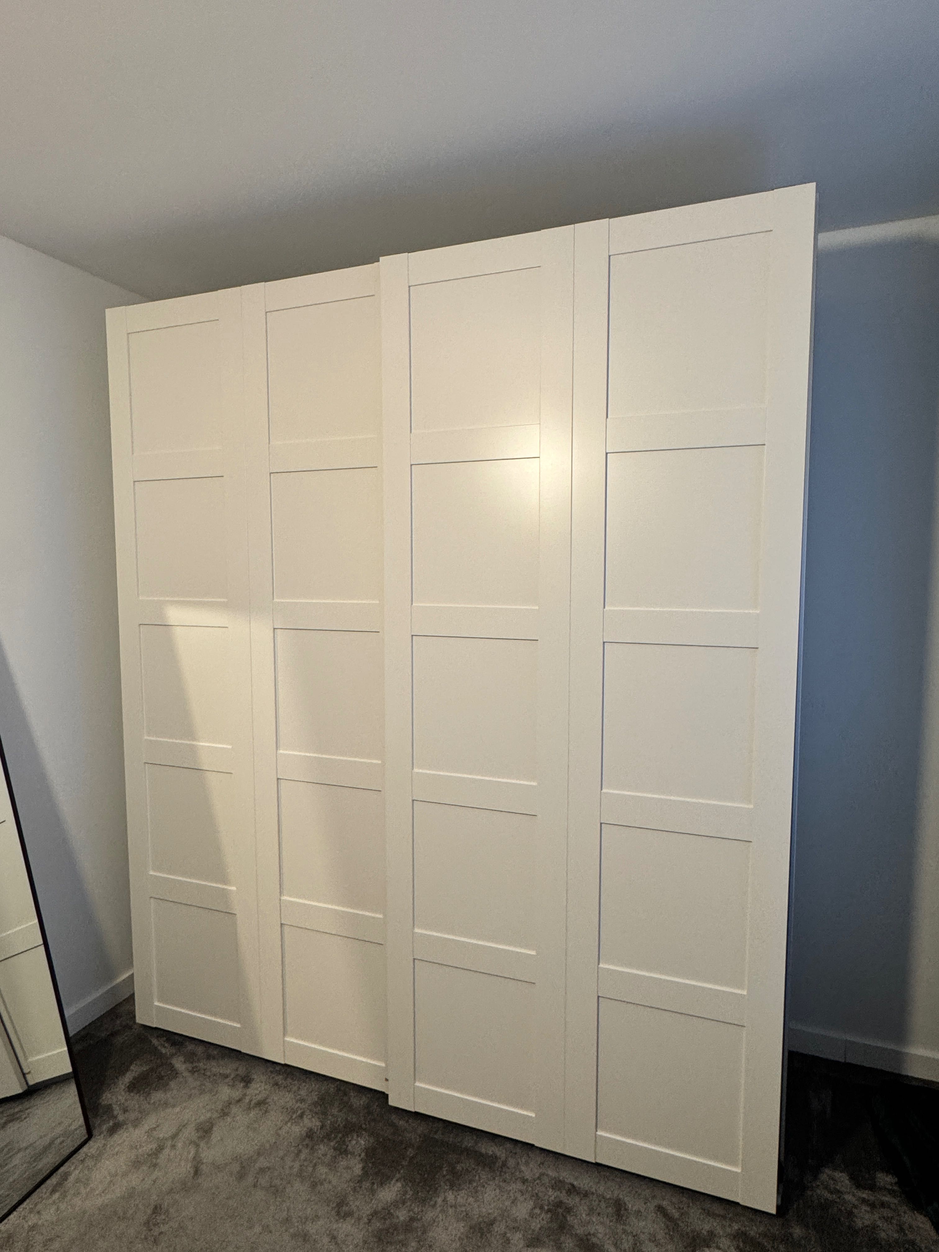 Drzwi przesuwne BERGSBO IKEA białe – 2 skrzydła do szafy PAX