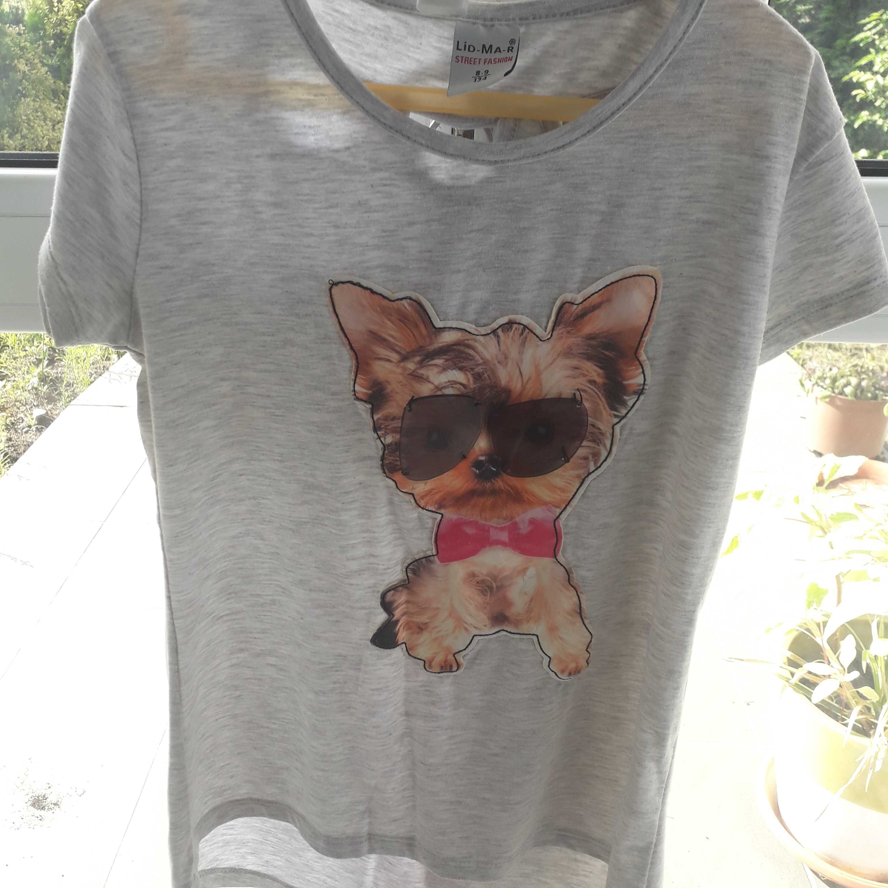 T-shirt pies  w okularach rozmiar 134