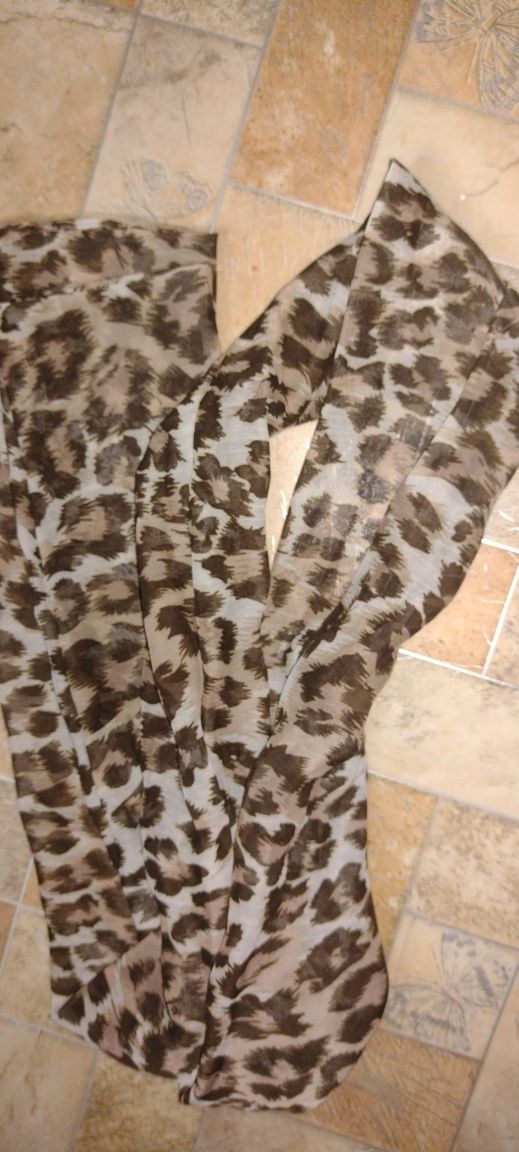 Шарф пояс платок шифоновый леопардовый тигр коричневый