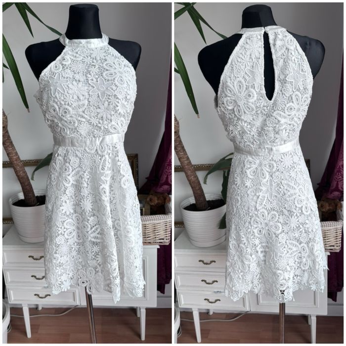 Y.a.s. Yas Koronkowa sukienka mini kwiaty haft haftowana L 40 xl 42