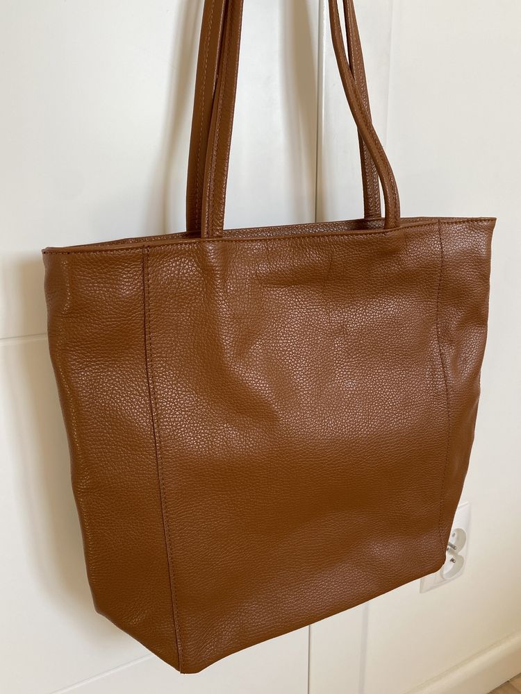 Torebka shopper skóra RYŁKO camel A4