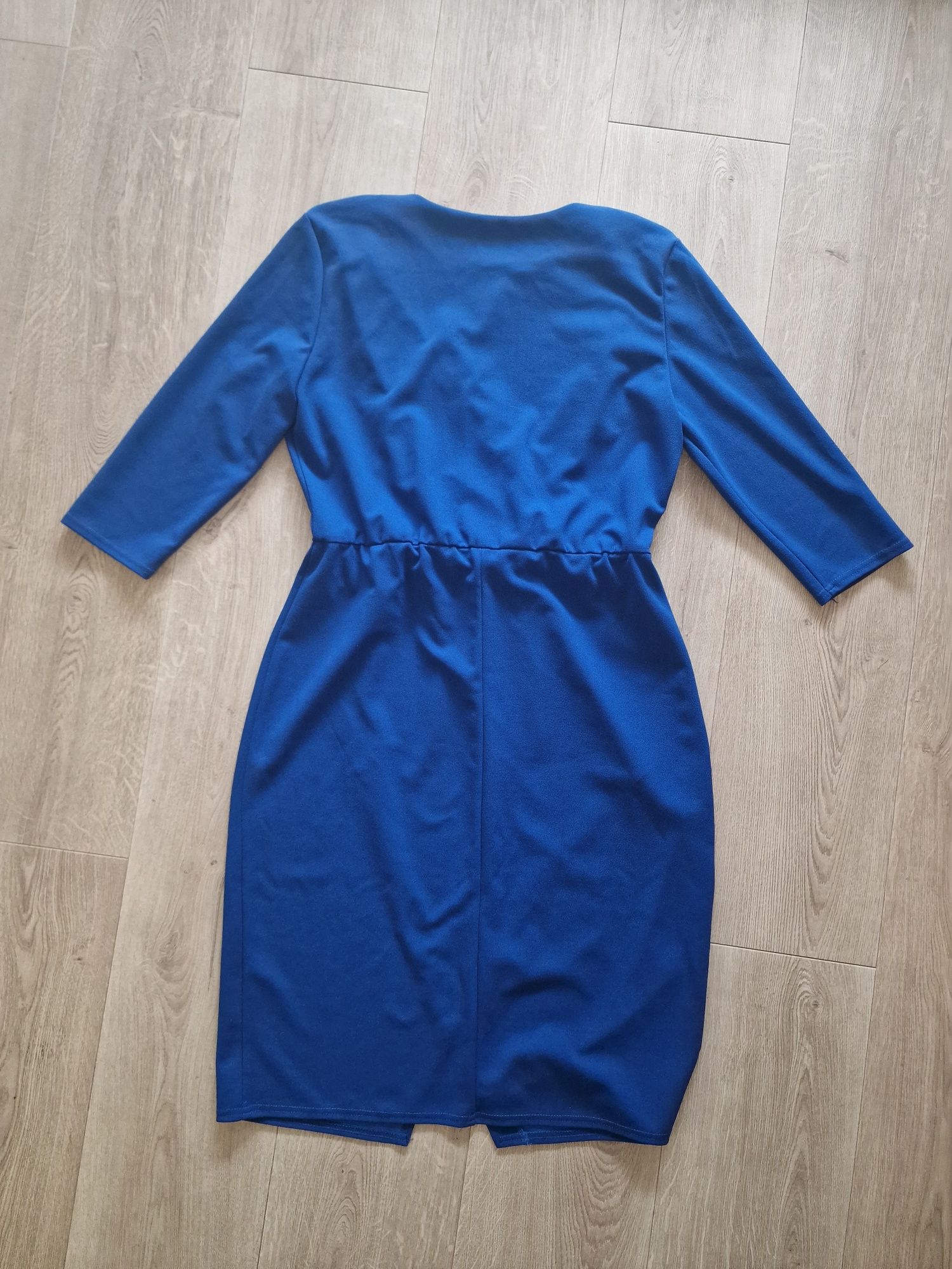 Sukienka 46 XXXL niebieska elegancka midi koktajlowa na wesele