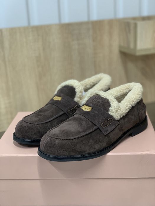 Лофери зимові miu miu з хутром міу міу зимние