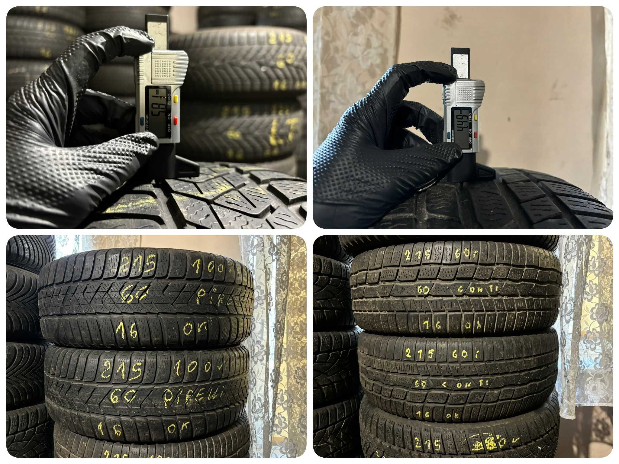 4X Opony Zimowe 215/60R16 99H CONTINENTAL, PIRELLI 5.8MM SPR. CAŁE!