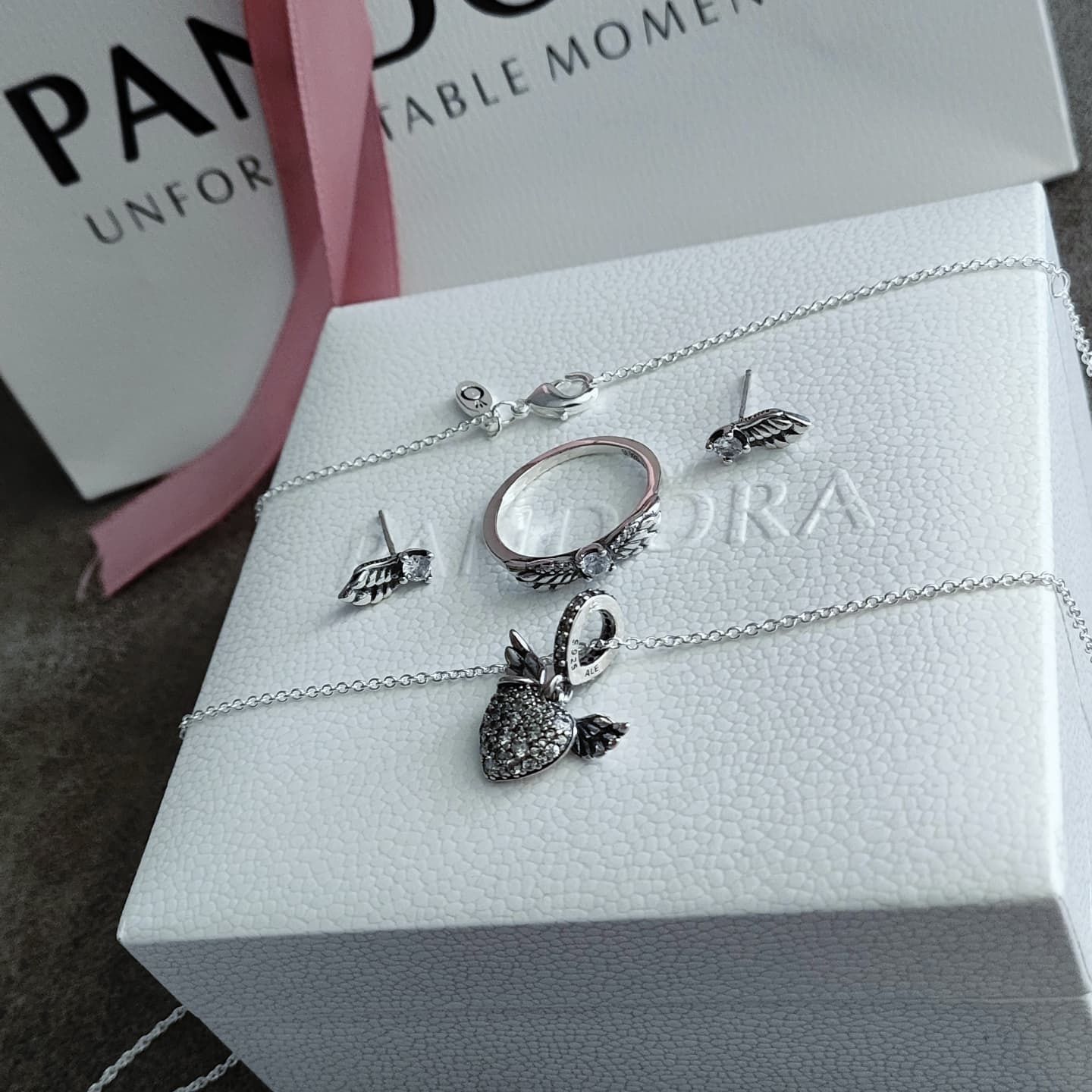 Pandora крила Янгола сережки підвіска каблучка Пандора серця